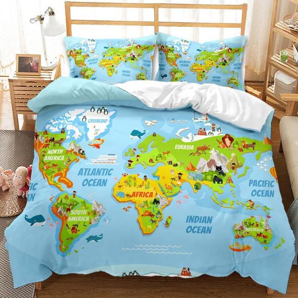 

bedding sets color map comforter cover set duvet cartoon king  single soft microfiber decor