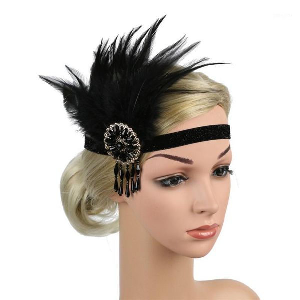 

handmade 1920s great gatsby headbands vintage feather hair headpiece retro style accessory for cocktail 20s theme party 7.5 accessories1