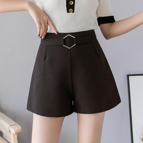 

women's shorts korean 2021 summer high waist all-match women fashion a-line casual slim skirt ladies wide-leg, White;black