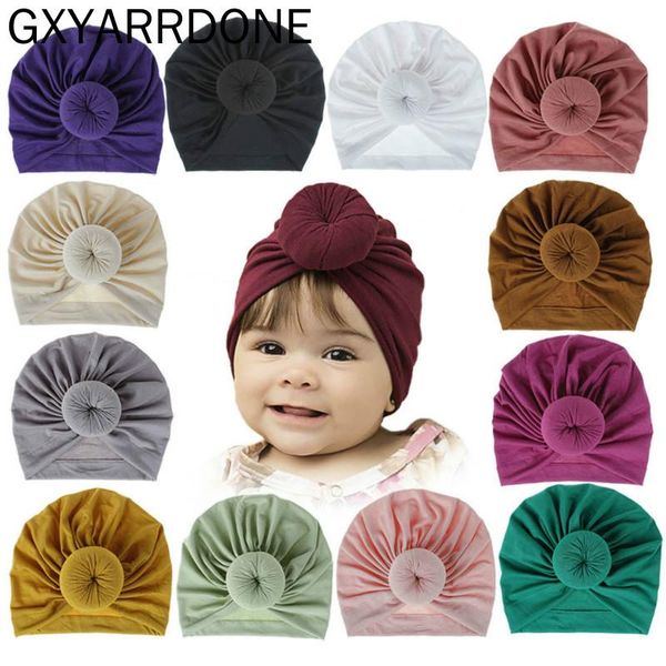 

caps & hats 2021 baby girl cotton turban donut hat toddler kids india beanie cap lovely soft born headwear haar accessories, Yellow