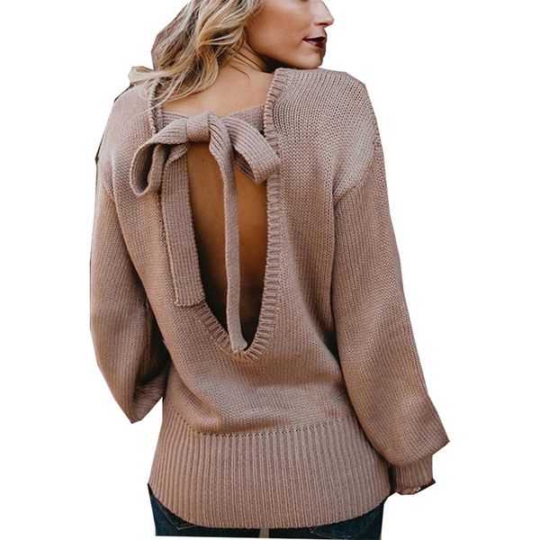 

sweater women 2021 autumn and winter europe america foreign trade bow tie halter women's pullover vestidos mmy66801 sweaters, White;black