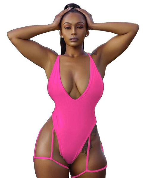 

deep v solid one-piece swimming swimwear women bikini maio biquini mujer trikini plus size s-xxl suits