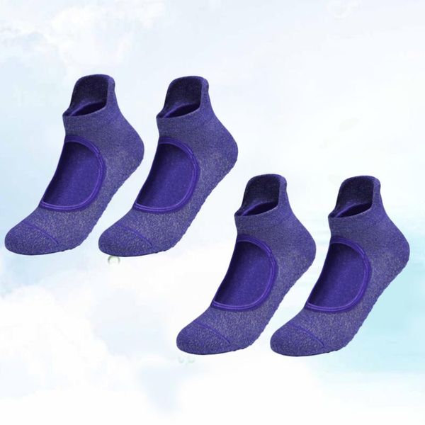 

pairs non-slip open instep socks women cotton yoga indoor breathable fitness (purple) sports, Black
