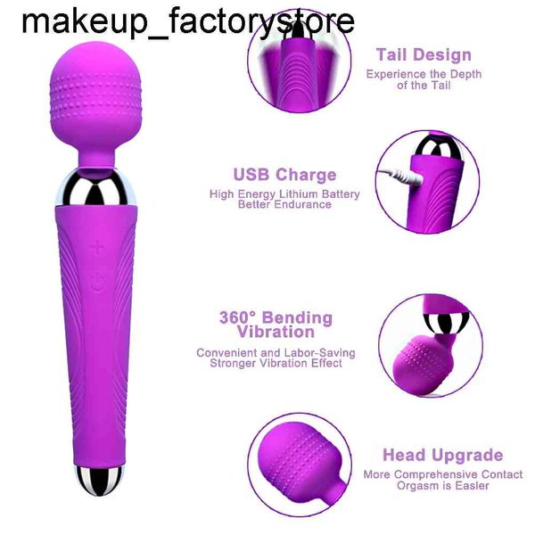 Massagem Sem Fio Dildos AV Vibrador Magia Varinha Para As Mulheres Clitóris Estimulador USB Recarregável Massager Sexo Brinquedos Muscle Adultos