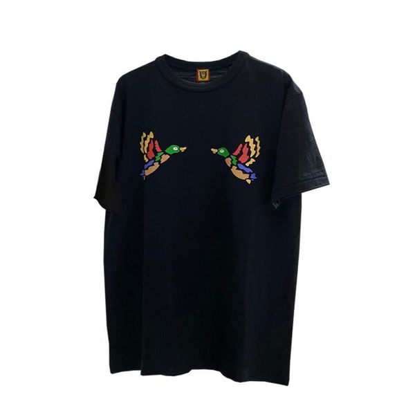 

men's t-shirts women's human made slub cotton chest milk tea burger pattern trend wild casual tshirts, White;black