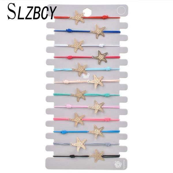 

charm bracelets 12pcs/set gold color star heart fatima hand for women child braided elastic yoga bracelet wristband jewelry gift, Golden;silver