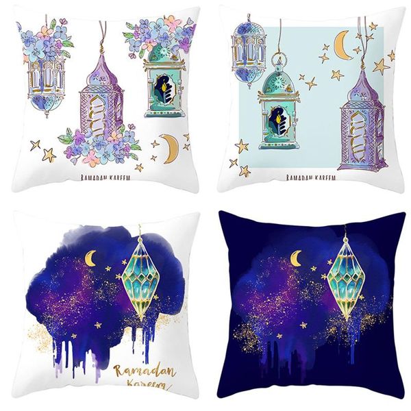 

cushion/decorative pillow ramadan cushion cover painting case islam throw home decorative muslim moon star temple sofa pillowcase 4pcs set