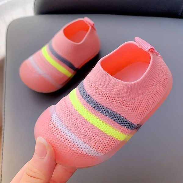 

baby girl shoes fashion stripe knitted first walkers non-slip autumn kids toddler boys sneakers size 16-21 stp004