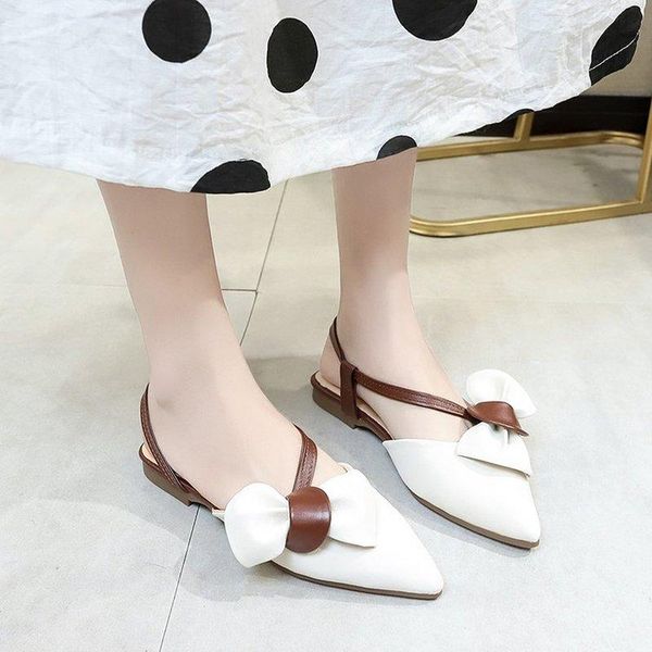 

women's shoes fashion pointed toe light weight slip on flat women casual beige bowknot summer zapatos de mujer sandals, Black