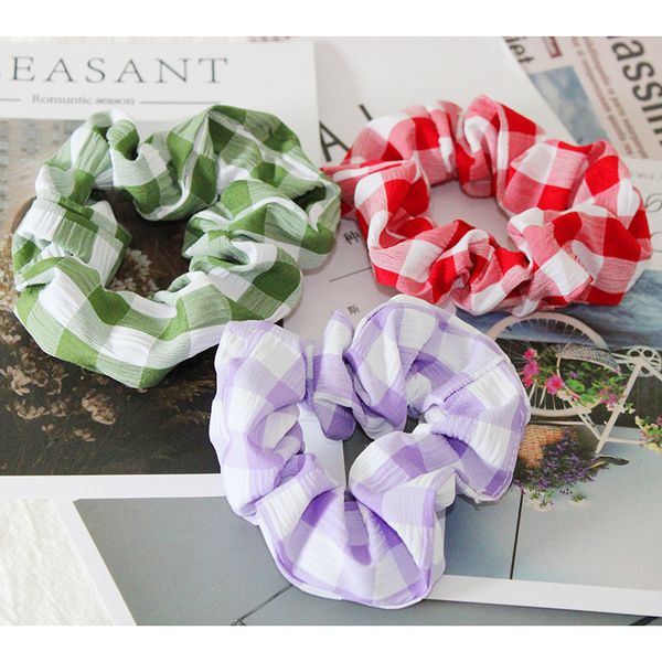 

korean version simple headdress net red tie hair high elastic lattice polyester large intestine hair circle girls' trinket, Slivery;white