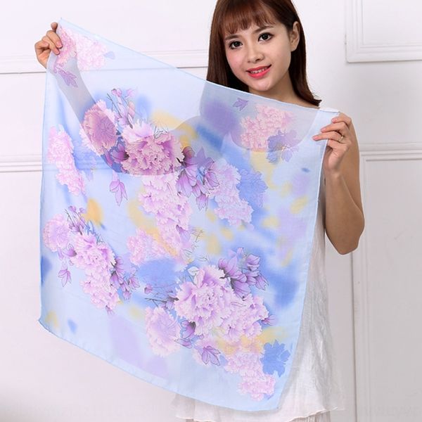 

OwBP ties cravat printing square small square scarves and scarves pastoral silk 60cm chiffon versatile silk small scarf baotou scarf, Black;gray