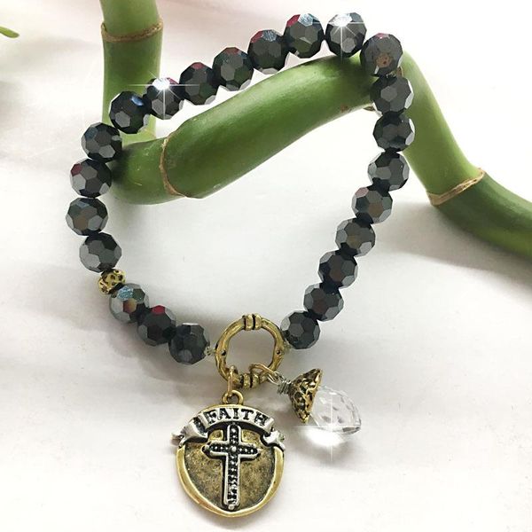 

beaded, strands korean version of the glass crystal alloy hand string handmade beaded european and american fashion bracelet, Black
