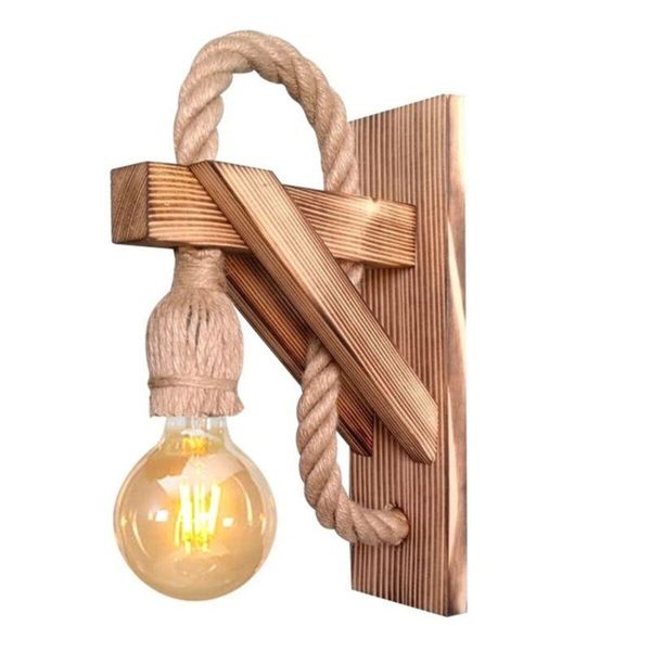 

wall lamp rustic retro wooden sconce rope outdoor indoor lighting home decor restaurant kitchen balcony cafe living room 2021
