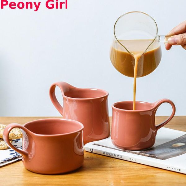 

mugs pure color ceramic japanese mug household soup coffee milk cup breakfast 3 sizes for home