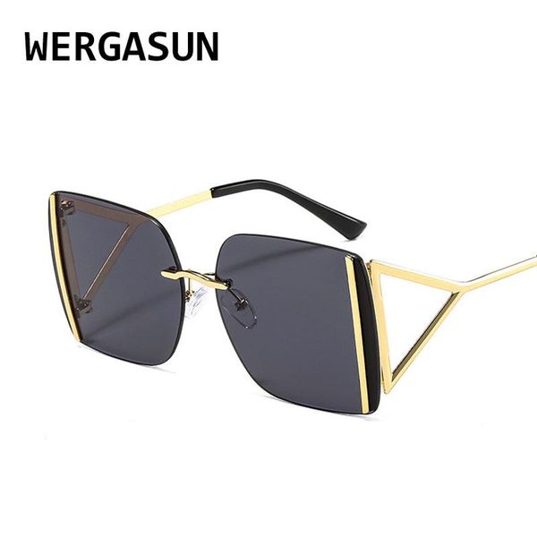 

square rimless sunglasses women designer glasses fashion sun for men uv400 shades oculos, White;black