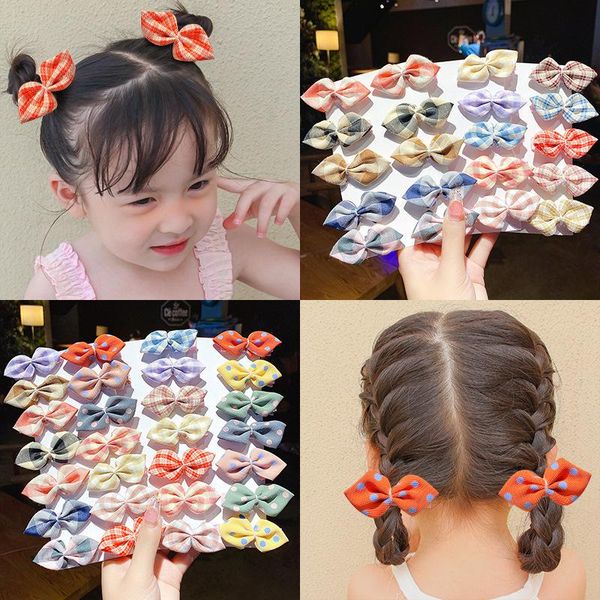 

hair accessories baby girls bowknot hairpin girl suit fabric grid head bb clip bang broken headwear children, Slivery;white