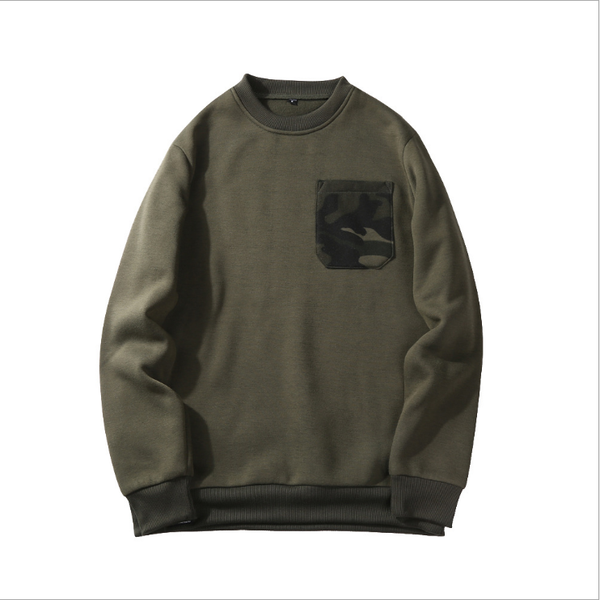 

men's hoodies & sweatshirts fall/winter style large size round neck casual camouflage fleece pullover 2, Black