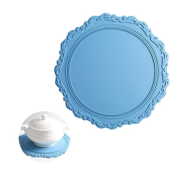 

mats & pads nordic style silicone place mat thickened heat insulation pad round decorative with embossed pattern pot