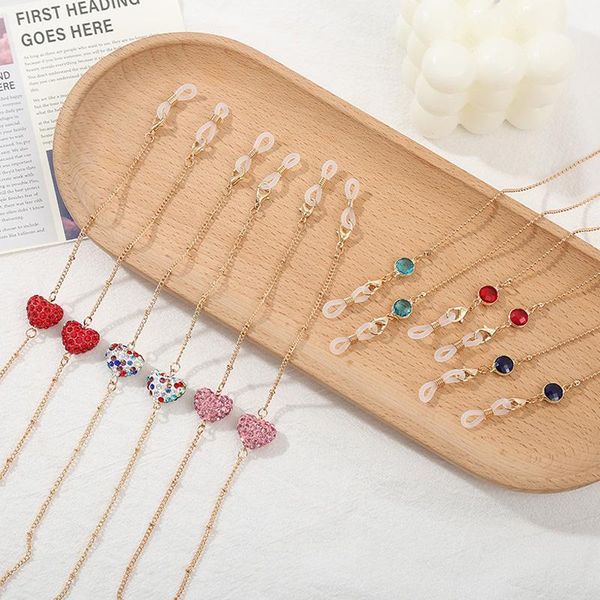 

sunglasses frames minimalist love heart bead chain eyeglass lanyard reading glasses chains women accessories hold straps cords, Silver