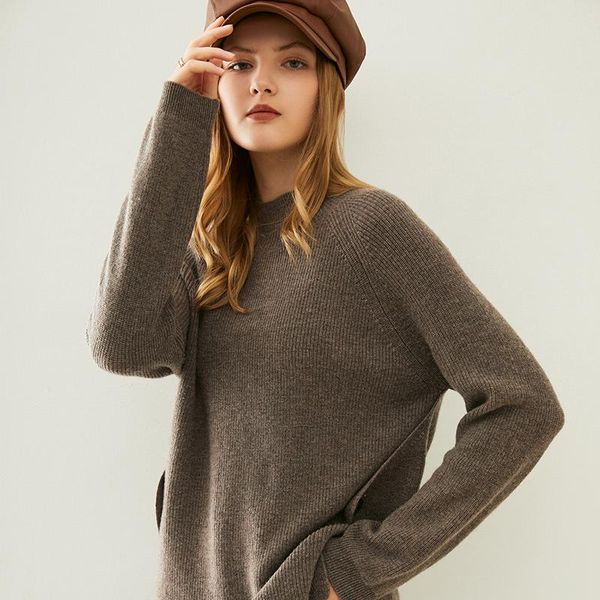 

women's sweaters 3colors o-neck loose style woman sweater 100% pure wool knitting pullovers 2021 winter thicker warm fashion jumpers wo, White;black