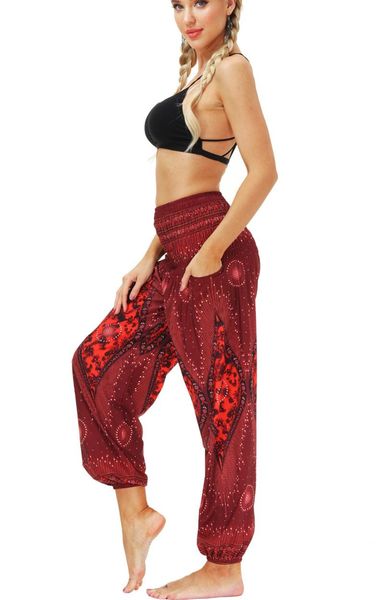 

running pants women's boho loosed yoga pants, harem hippie palazzo print baggy gypsy beach with 2pockets, Black;blue