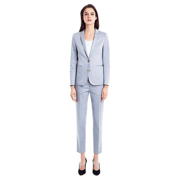 

women's suits & blazers women pant light sky blue tuxedos shawl lapel for two button business work ladies trouser, White;black