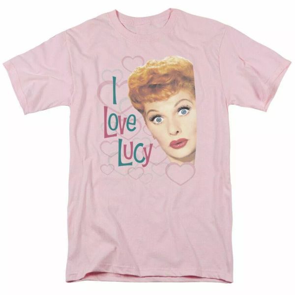 

i love lucy open hearts t shirt mens licensed lucy classic tv show light pink, White;black