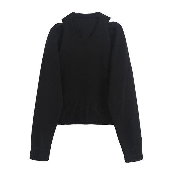 

women's sweaters woman hollow out long sleeve pullover sweater, White;black