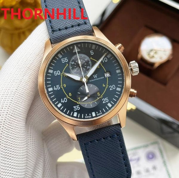 Top-Selling-Herrenuhren, Stoppuhr, alle Zifferblätter, Quarzwerk, 42-mm-Lederarmband, Chronograph, Super-Premium-Saphir-Armbanduhren, Montre de Luxe-Uhr