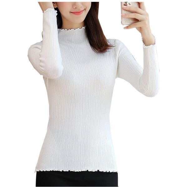 

women's sweaters autumn and winter long-sleeved half-collar pullovers vestidos sweater women slim solid color, White;black