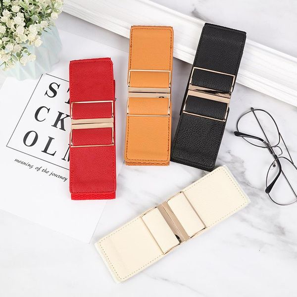 

wide women waist belt stretchy cinch leather elastic for ladies dress belts, Black;brown