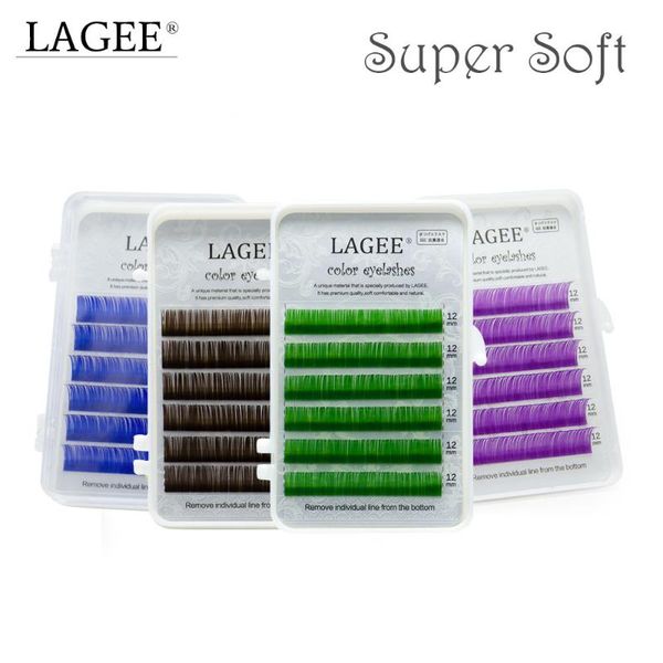 

false eyelashes lagee 2 cases color lashes,premium mink soft eyelash ,purple brown green red blue eyelashes,individual cilio lashes