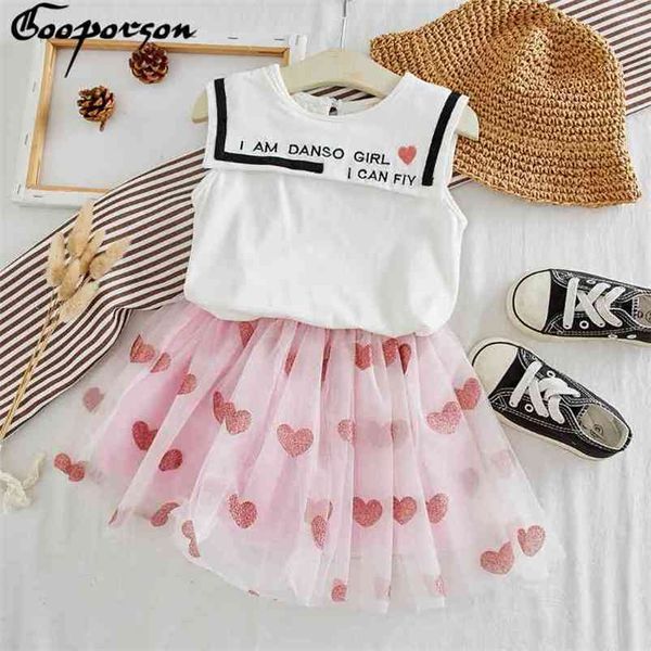 

kids girls clothing sets summer style brand baby girls clothes short sleeve t-shirt+pink lace skirt children clothes suits 210715, White