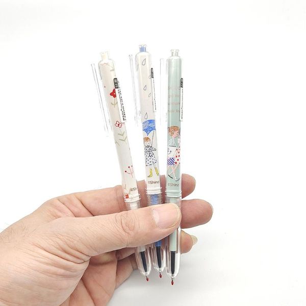 

gel pens 3pcs/lot press type pen 0.5mm black ink good smooth for students writing kawaii school supplies stationery