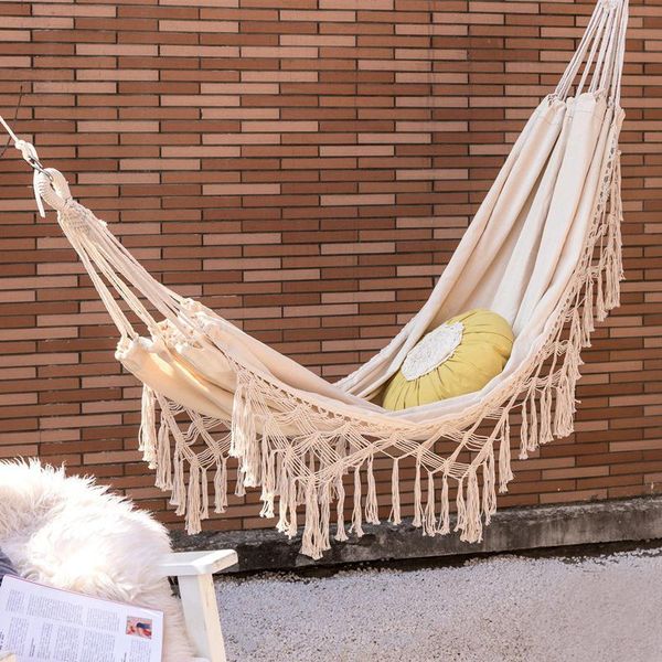 

outdoor pads double hammock camping travel hunting hanging bed garden swing chair balancoire hangmat 2 persoons white