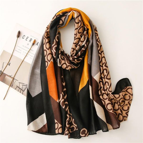 

scarves 2021 design brand women scarf fashion print cotton spring winter warm hijabs lady pashmina foulard bandana plaid, Blue;gray