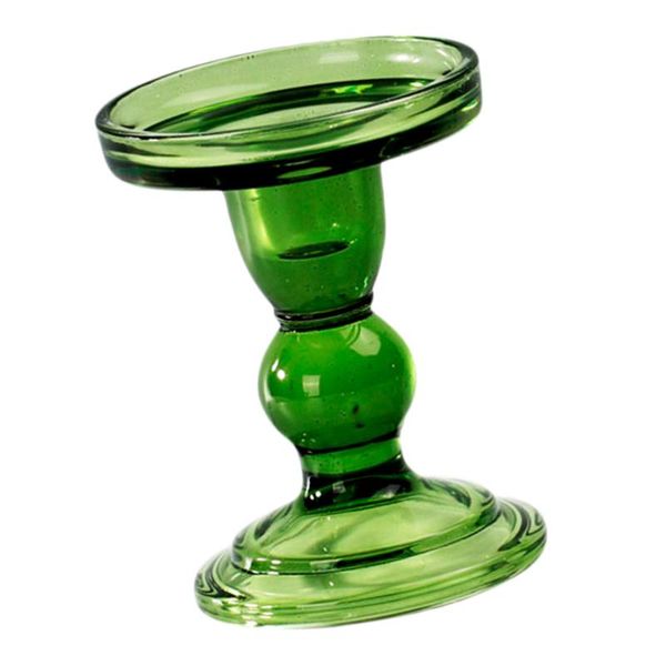 

candle holders retro candlestick dark green glass holder spiral pattern shelf
