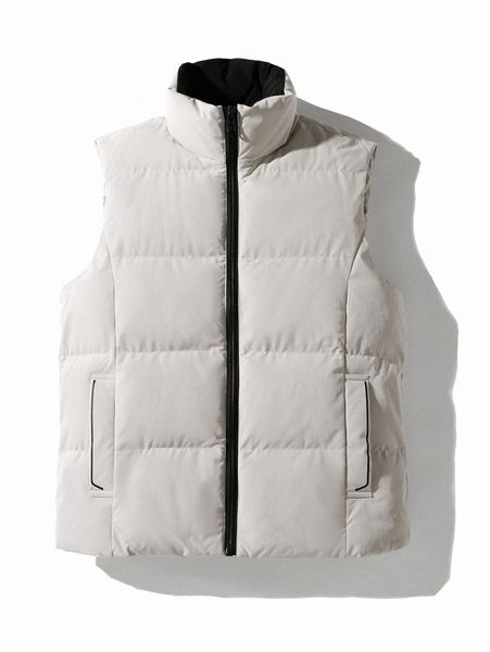 

men slant pocket zip-up puffer gilet t09w#, Black;brown