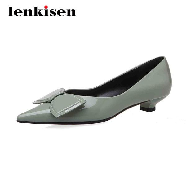 

dress shoes lenkisen genuine leather butterfly-knot gorgeous fashion modern pointed toe low heels young girls daily wear women pumps l72, Black