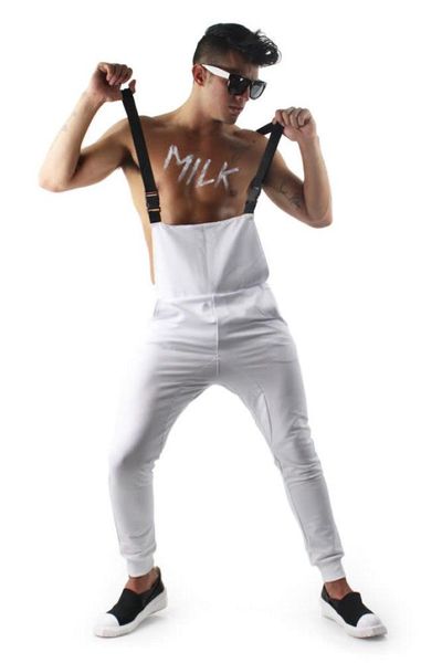 

men's pants 2021 men fashion jumpsuit wide leg solid rompers loose pockets casual suspenders trousers cargo overalls streetwear, Black