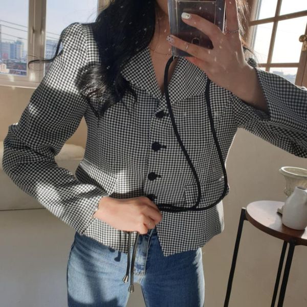 

women's jackets women autumn plaid blazer coat long sleeve winter elegant slim jacket office lady vintage single breasted fashion, Black;brown
