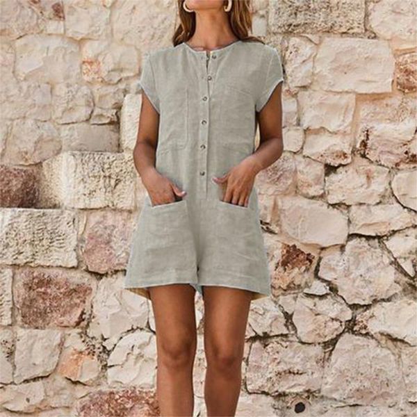 

women's jumpsuits & rompers summer playsuit pocket womens romper long ladies jumpsuit solid color overalls party clothes beach playsuit, Black;white