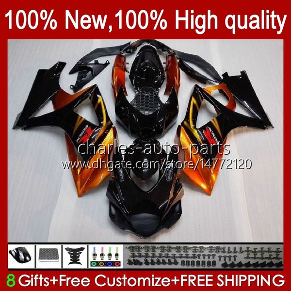 SUZUKI GSX R1000 GSXR 1000 1000CC 2007-2008 48NO.9 GSX-R1000 GSXR1000 K7 07 08 GSXR-1000 GSXR1000CC 2007 2008 OEM Fairing Kiti Turuncu Siyah