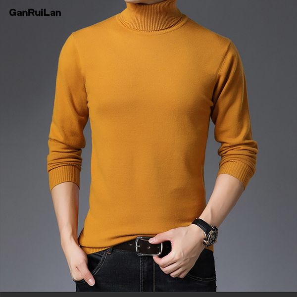 

winter warm turtleneck sweater men fashion solid knitted mens sweaters casual male double collar slim fit pullover 210518, White;black