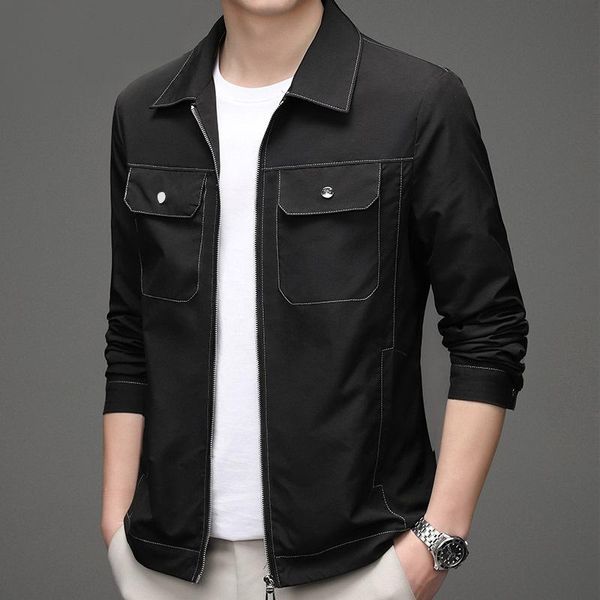 

men's 2021 jacket coat spring and autumn korean fashion thin jackets, Black;brown