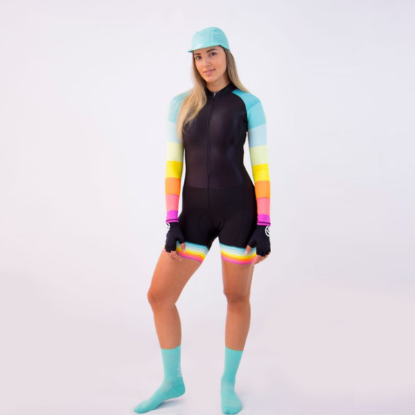 

racing sets 2021 women's cycling jersey one piece jumpsuit pro team triathlon set short sleeve macaquinho ciclismo feminino gel pad, Black;blue