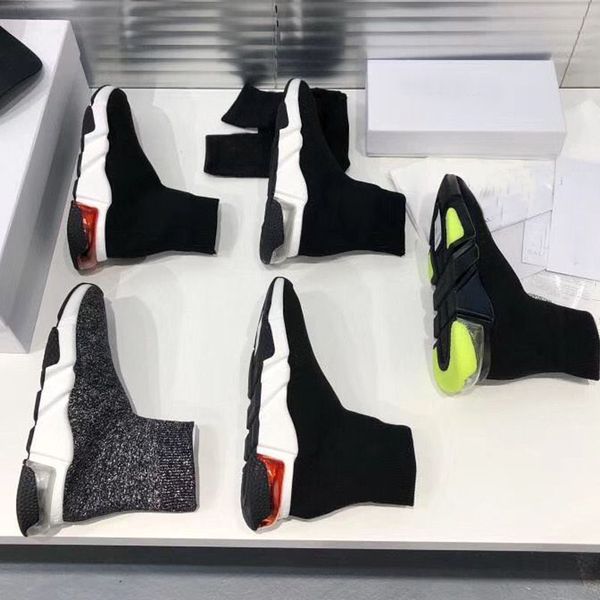 

knitted elastic socks boots spring autumn classic gym casual women shoes fashion platform men sports boot lady lace up thick sneakers large, Black