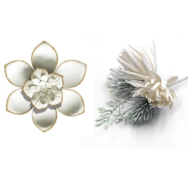 

decorative flowers & wreaths 12pcs artificial pine grass flower 1x metal wall art decor for home garden yard lotus crafts
