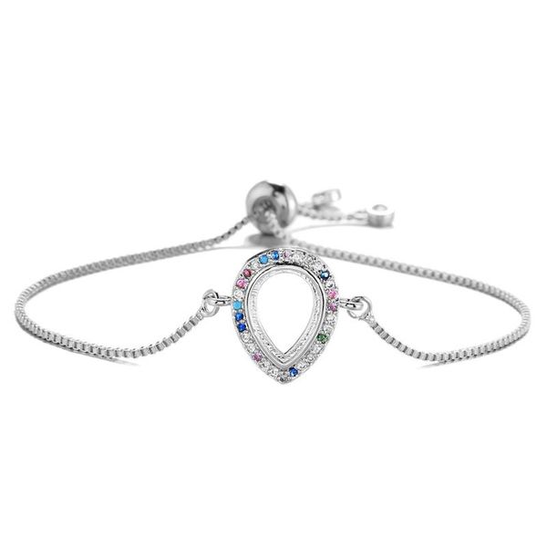 

charm bracelets cmoonry trendy hollow water drops shape bracelet for women girl luxury colourful cz stone jewelry wholesale, Golden;silver