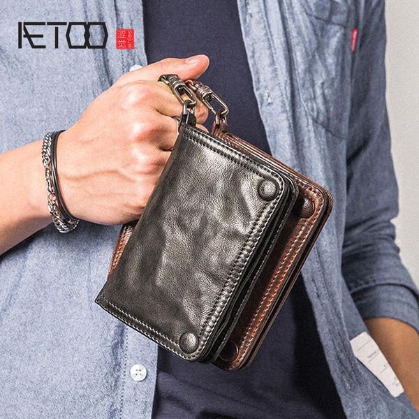 

wallets aetoo boys handmade wallet male section vertical paragraph retro sheepskin men leather multi functional soft skin vintage, Red;black